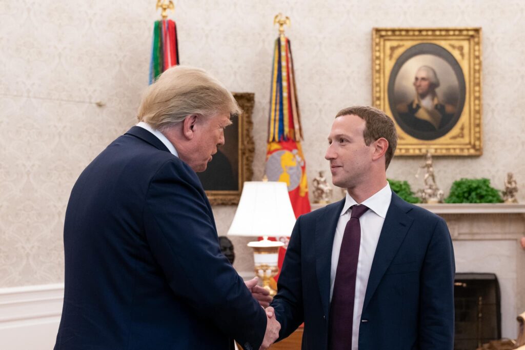 Donald Trump meeting with Mark Zuckerberg.