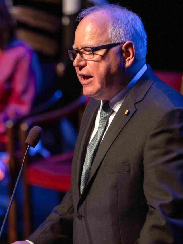 Governor Tim Walz addresses the audience at the Fitzgerald Theater after being sworn in as Minnesota's 41st governor, St Paul Minnesota.