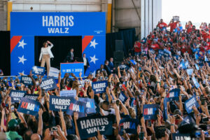 Vice President Kamala Harris takes the stage with running mate Photo Credits: Kamala Harris