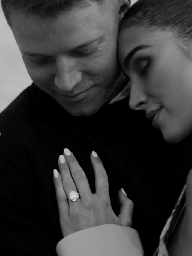 Christian McCaffrey and his wife Olivia Frances Culpo wearing Engagement Ring.