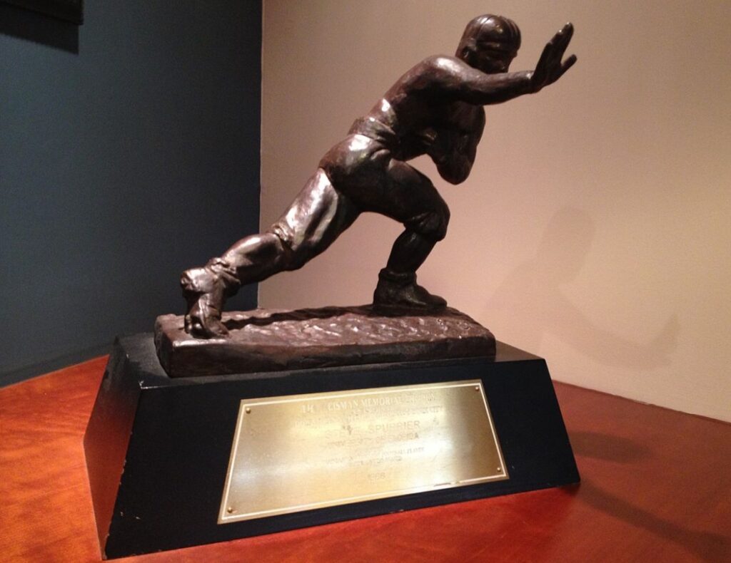 Heisman Trophy, awarded in 1966 to University of Florida quarterback Steve Spurrier.