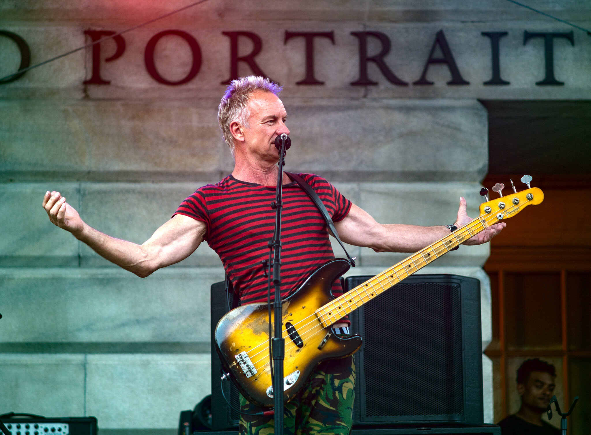 Sting performs on the steps of the National Portrait Gallery in Washington, DC.