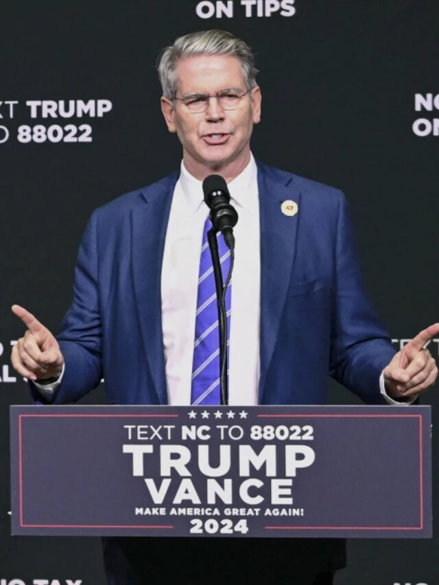 Investor Scott Bessent speaks on the economy in Asheville, N.C., Aug. 14, 2024.