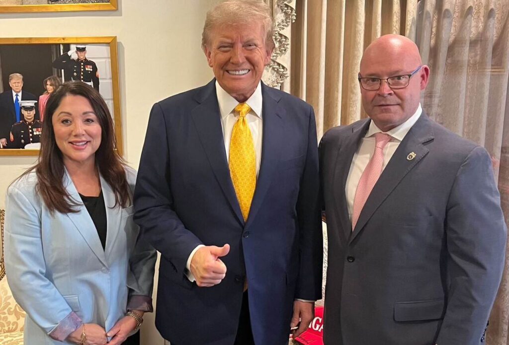 Lori Chavez-DeRemer on the left side, Donald Trump on the middle and Sean M. O'Brien on the Right side. Photo Source: @TeamsterSOB (X Formerly Twitter)