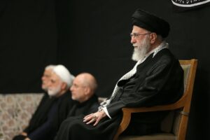 Khamenei attending mourning ceremony on the eve of Ashura. Photo Source: @khamenei_ir (X)