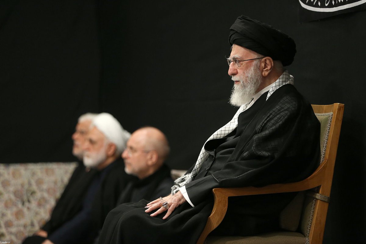 Khamenei attending mourning ceremony on the eve of Ashura. Photo Source: @khamenei_ir (X)