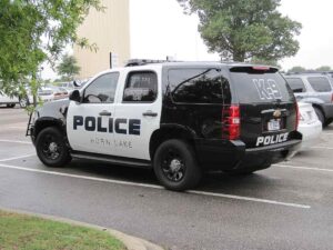 Horn Lake Mississippi police SUV parked on street showing black and white patrol vehicle with police department markings