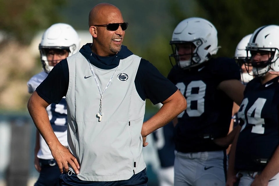 James Franklin at Penn State football practice.