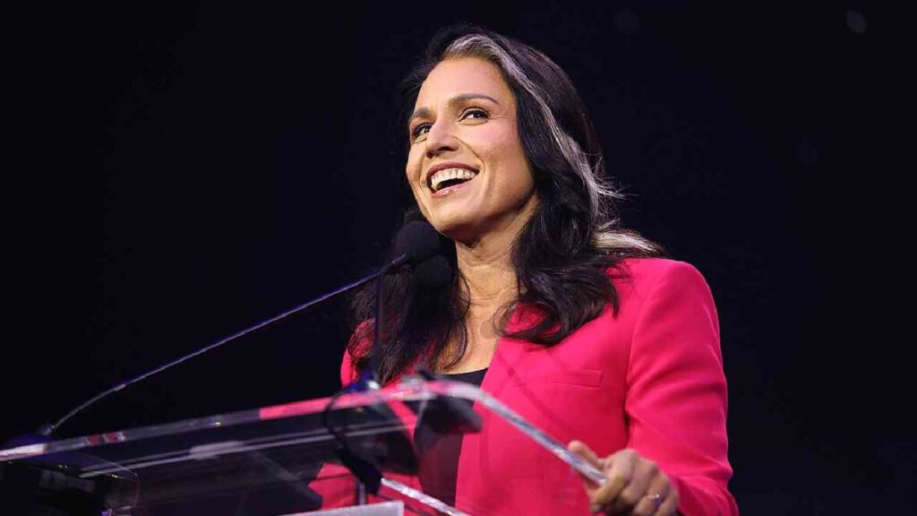 Tulsi Gabbard speaking at the 2024 Young Americans for Liberty National Convention in Kissimmee, Florida.