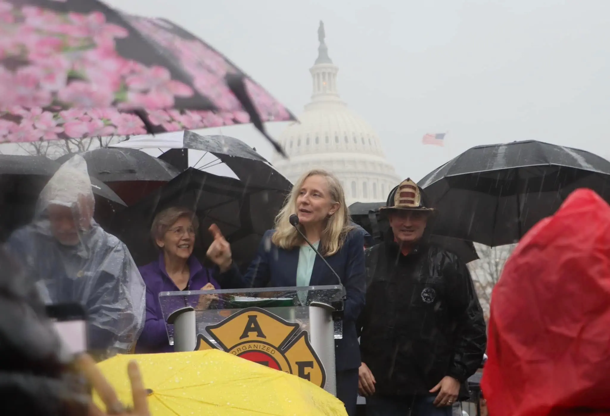 Abigail Spanberger at a 2025 election-night event after AP projects her as Virginia’s governor; context of Democratic sweep and ongoing federal shutdown.