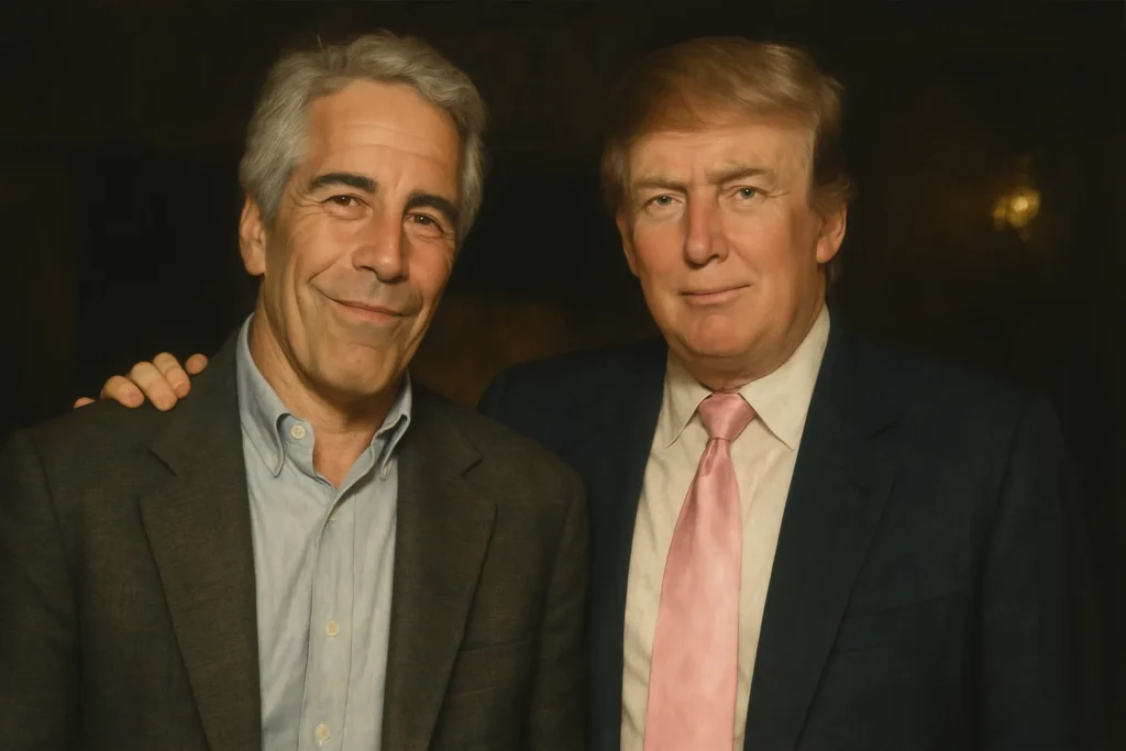 Artistic Recreation Of Epstein and Trump photo