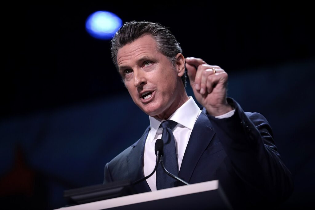 Governor Gavin Newsom addressing an audience at 2019 California Democratic Party State Convention