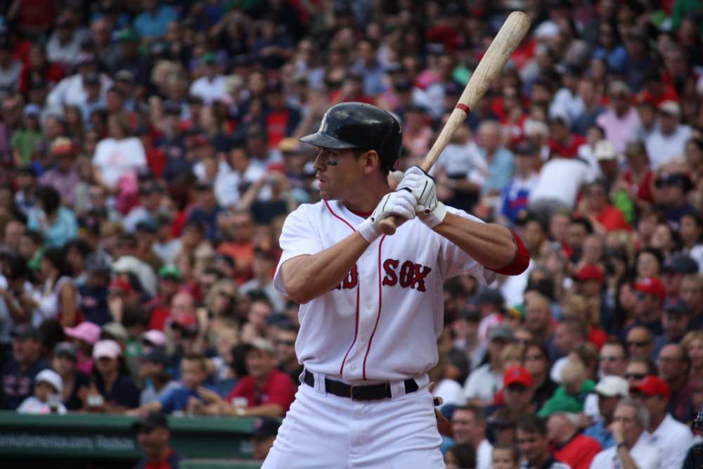 Jacoby Ellsbury of the Boston Red Sox squares to bunt during a game at Fenway Park on September 13, 2009.