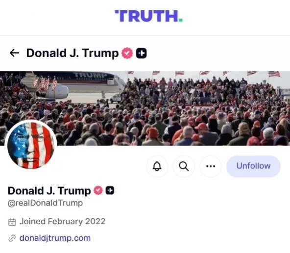 Large crowd gathered at Trump political rally, photographed from elevated perspective showing densely packed supporters, posted on Truth Social platform where it becomes subject to paid millisecond-early data access through Truth API