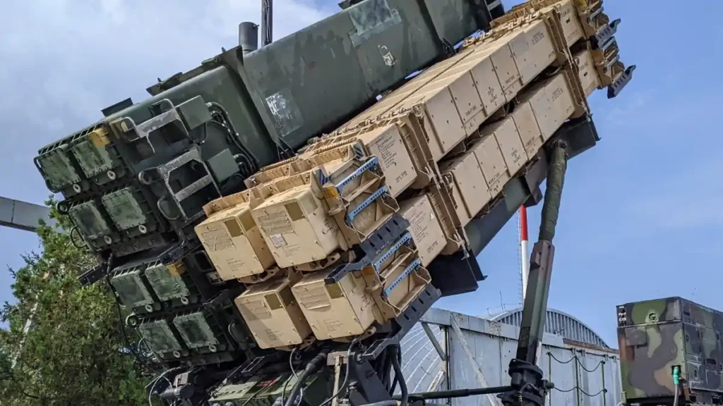 PAC-3 Patriot missile launcher system on military vehicle