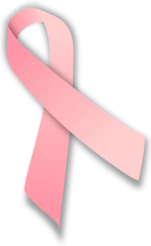 Clean pink fabric cancer awareness ribbon loop centered against a plain neutral background