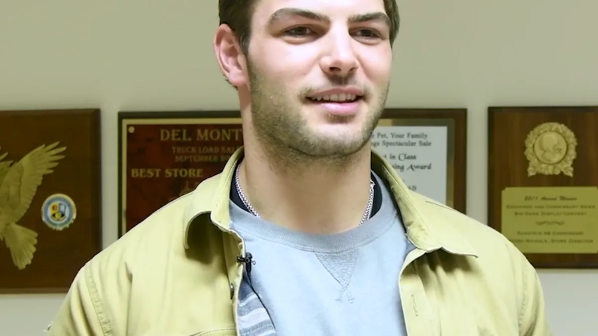 Chicago Bears tight end Cole Kmet at a youth football camp