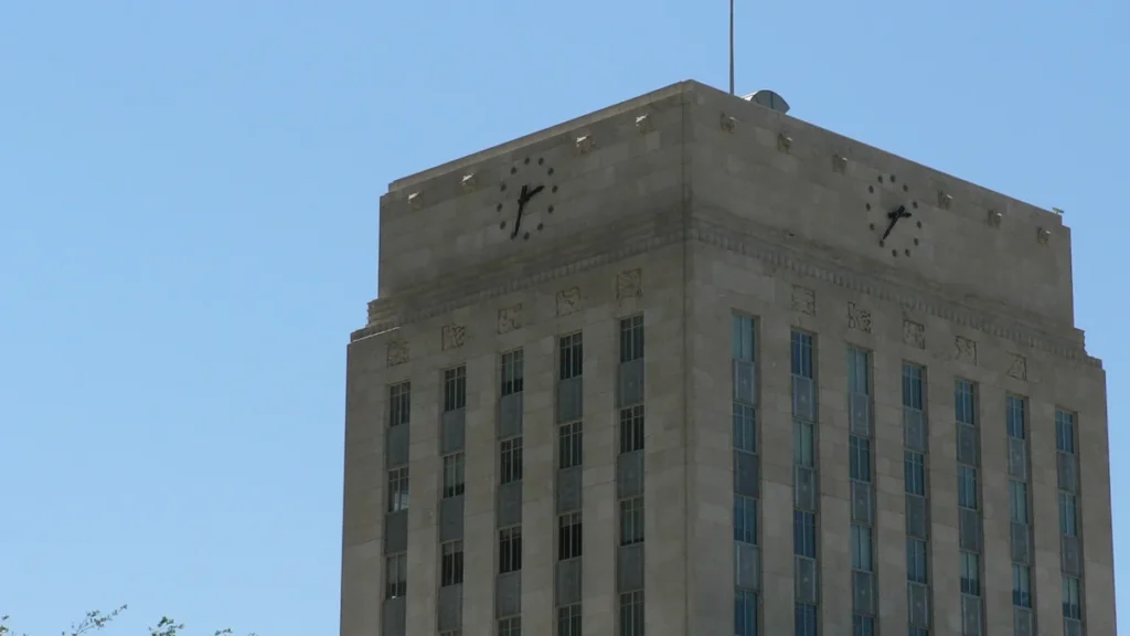 Houston City Hall building in downtown Houston, representing the Harris County area where ICE agent indictment was filed