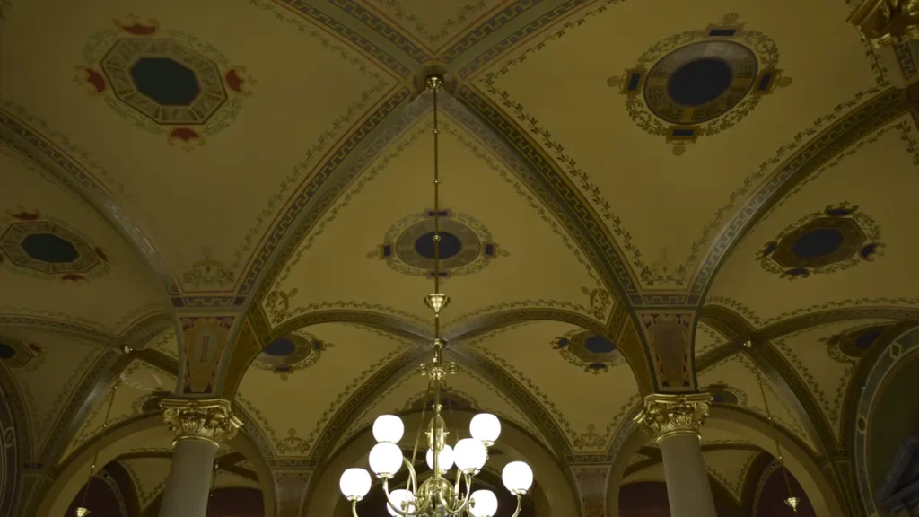 Iowa State Capitol dome in Des Moines, representing the Iowa Senate race where Trump is campaigning
