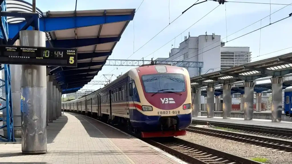 Exterior view of Dnipro railway station, a critical transport hub linking Pokrovsk and Kurakhove front-line sectors in eastern Ukraine